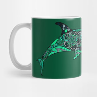 Green Orca Whale design Mug